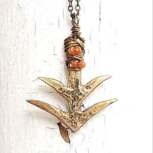 Arrow citrine necklace vintage brass